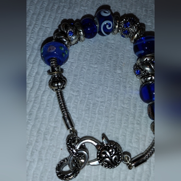 Pandora style spiner Sapphire blue bracelet - Picture 13 of 16